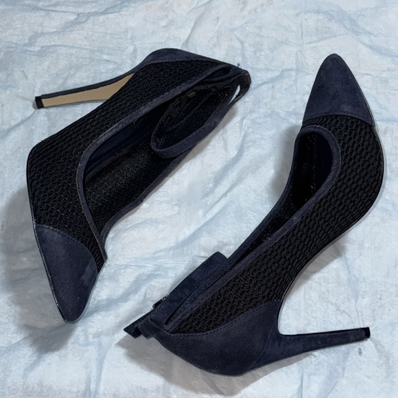 BCBGeneration Cynthia suede mesh pointed toe ankle strap heels pumps Sz 8 - Picture 8 of 12